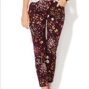 Burgundy floral ankle pants - size 4